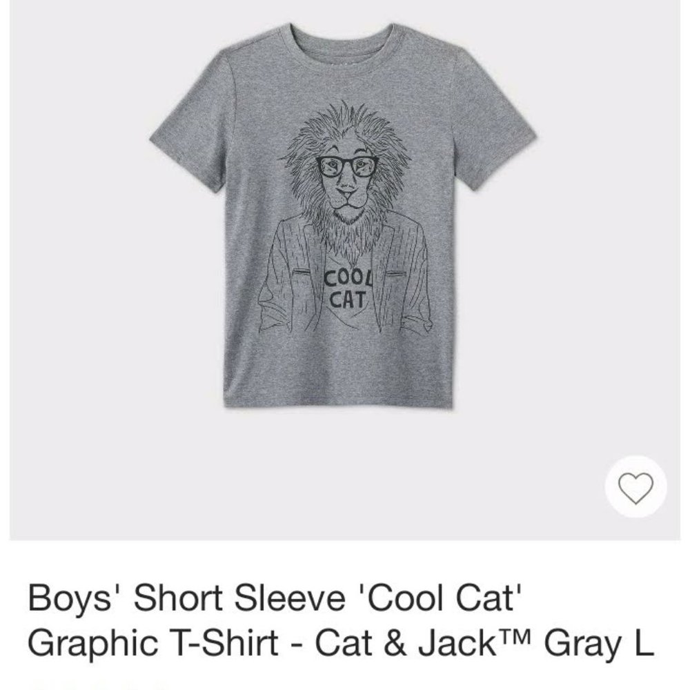 Boys' 'Cool Cat' Graphic T-Shirt- L